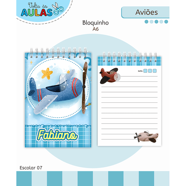 Kit Digital Encadernação Aviões Fofos - Volta às Aulas 7