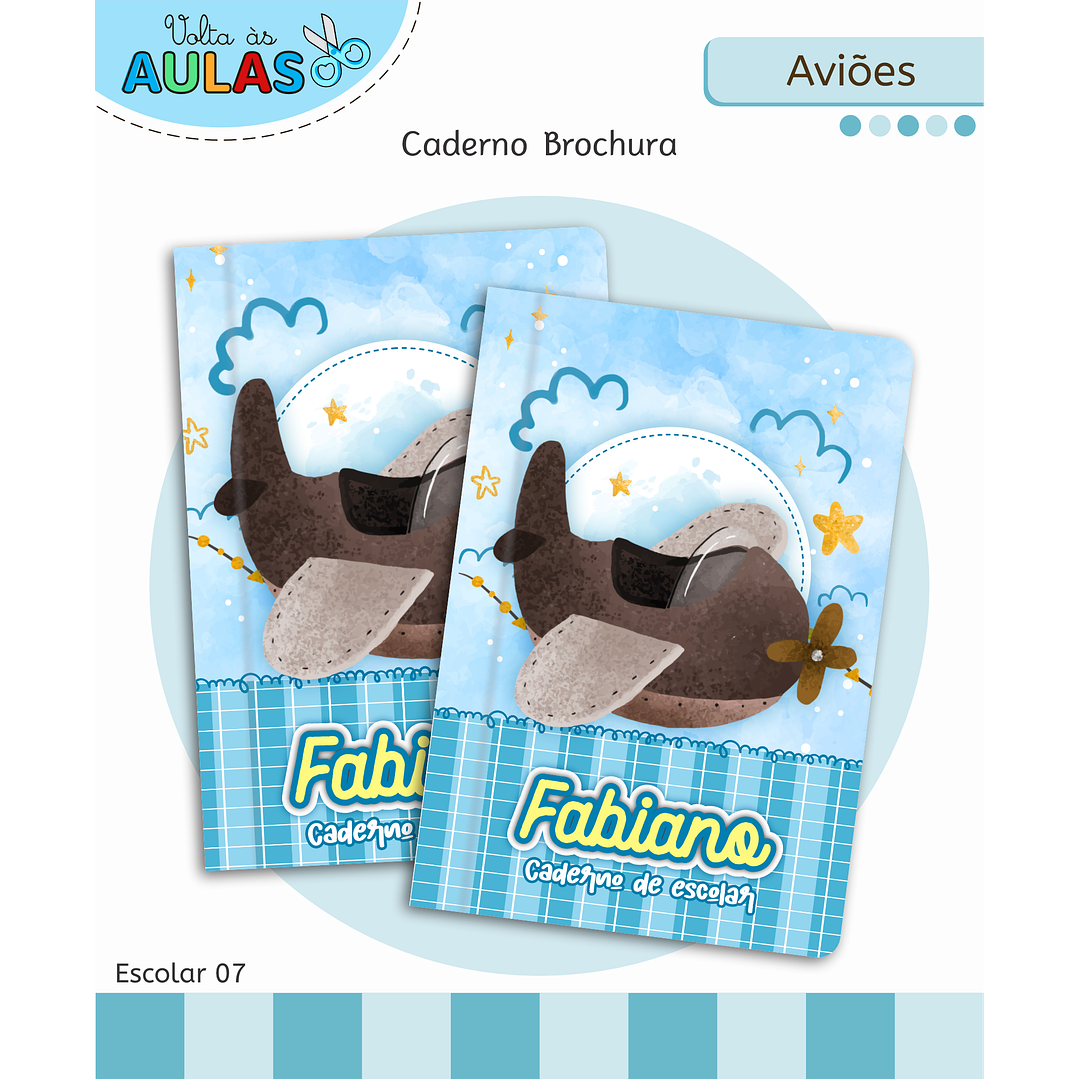 Kit Digital Encadernação Aviões Fofos - Volta às Aulas 9