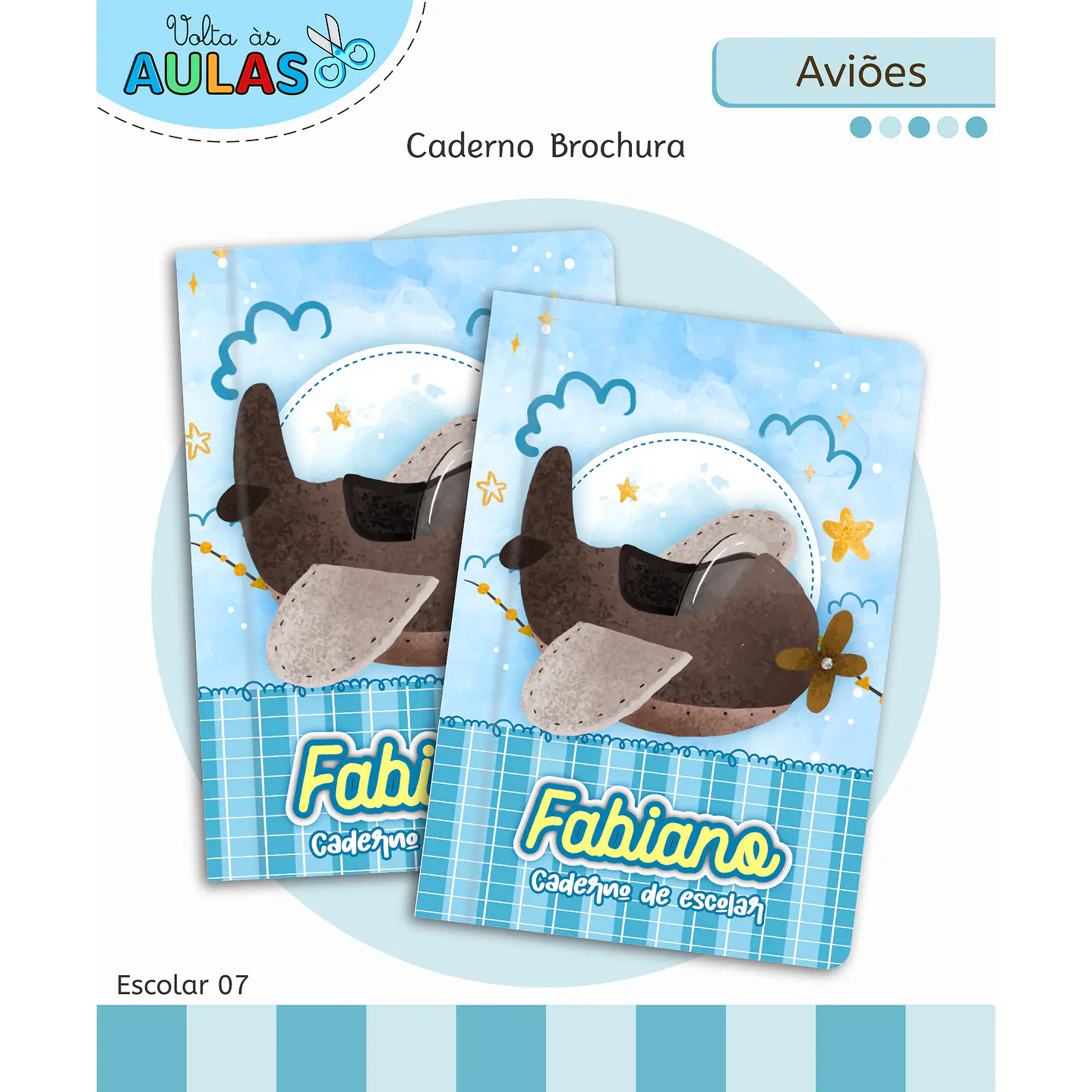 Kit Digital Encadernação Aviões Fofos - Volta às Aulas 9