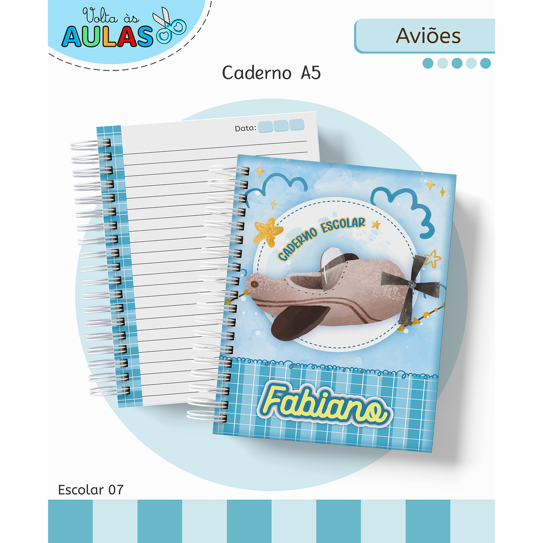 Kit Digital Encadernação Aviões Fofos - Volta às Aulas 10