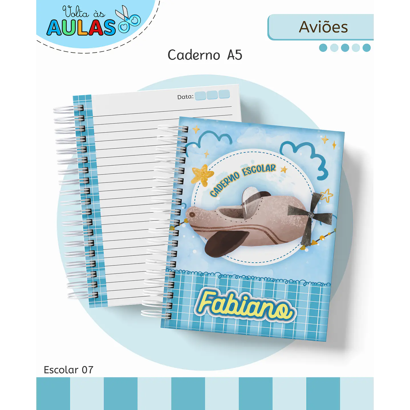 Kit Digital Encadernação Aviões Fofos - Volta às Aulas 10