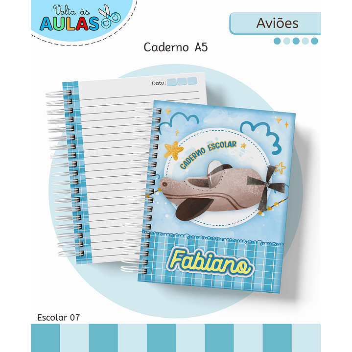 Kit Digital Encadernação Aviões Fofos - Volta às Aulas 10