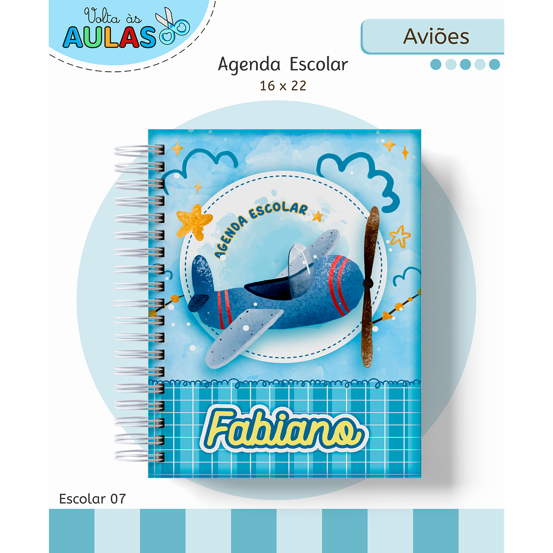 Kit Digital Encadernação Aviões Fofos - Volta às Aulas 12
