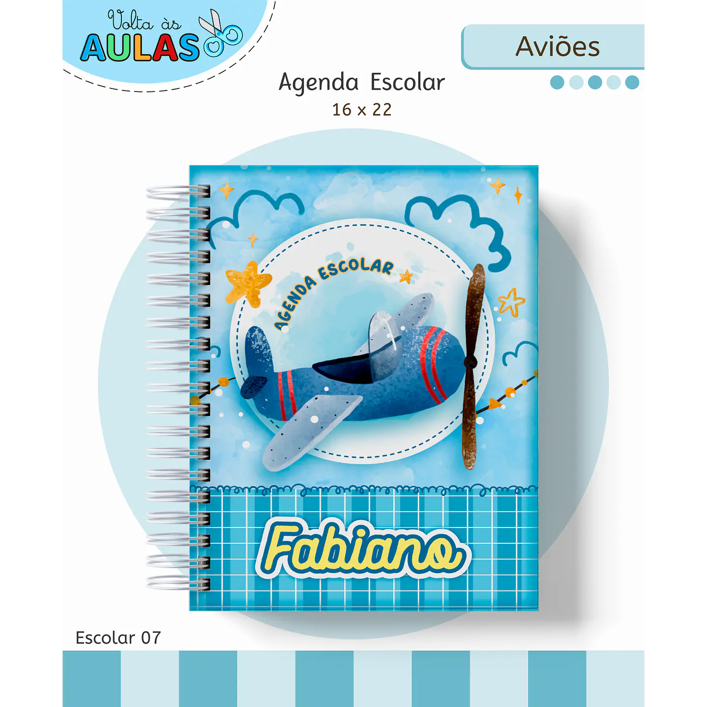 Kit Digital Encadernação Aviões Fofos - Volta às Aulas 12