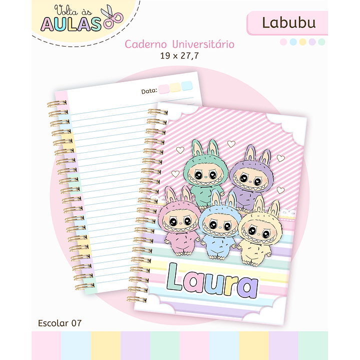 Kit Digital Encadernação Labubu Rosa - Volta às Aulas 1