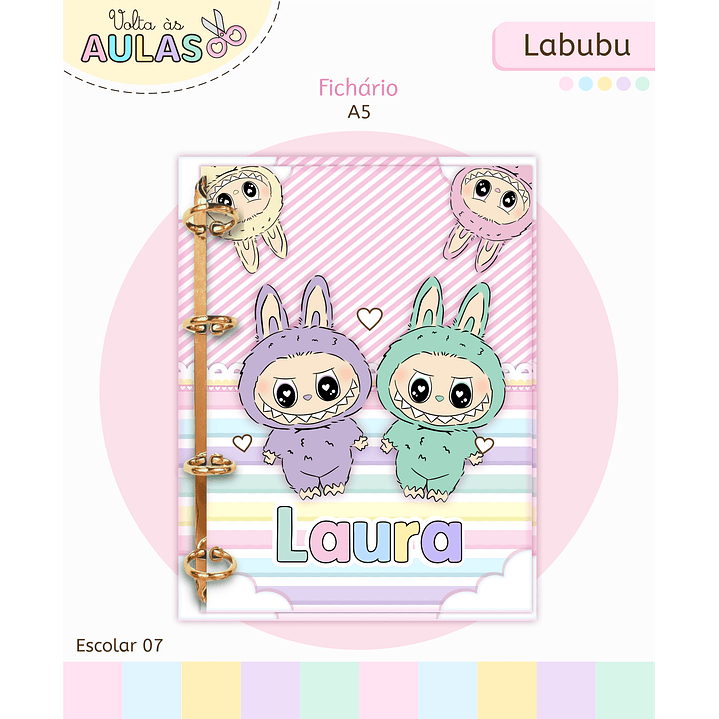 Kit Digital Encadernação Labubu Rosa - Volta às Aulas 8