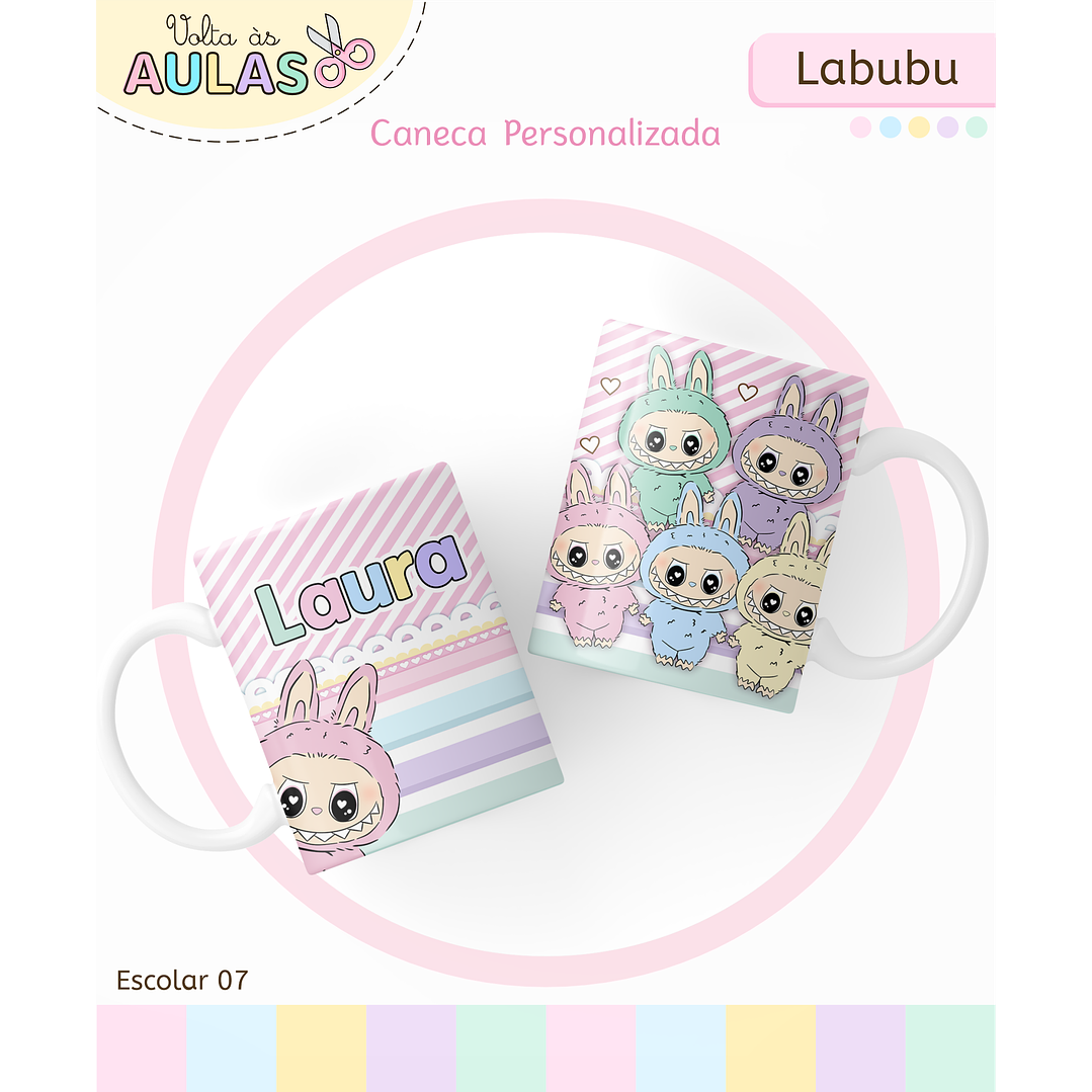 Kit Digital Encadernação Labubu Rosa - Volta às Aulas 9