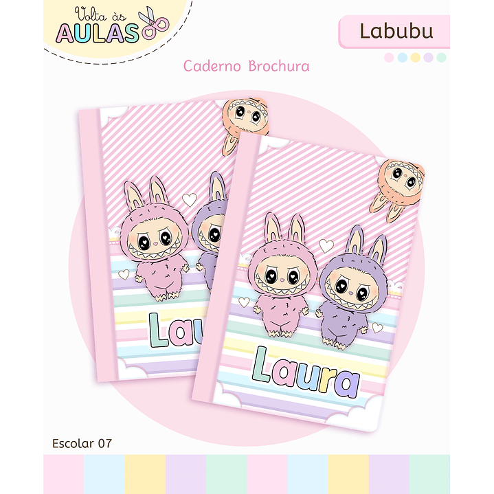 Kit Digital Encadernação Labubu Rosa - Volta às Aulas 10