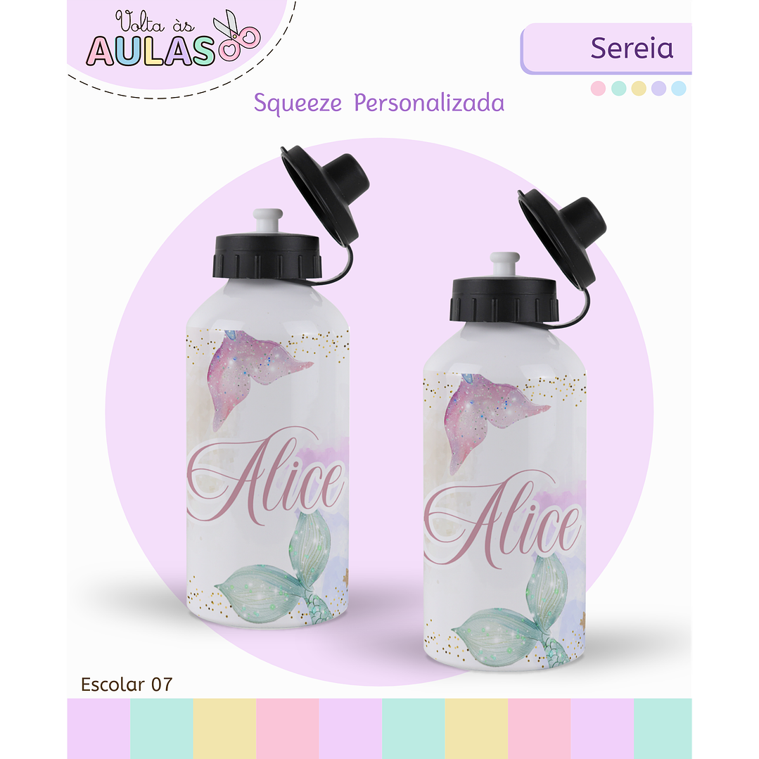 Kit Digital Encadernação e Etiquetas Sereia Aquarela - Volta às Aulas 6