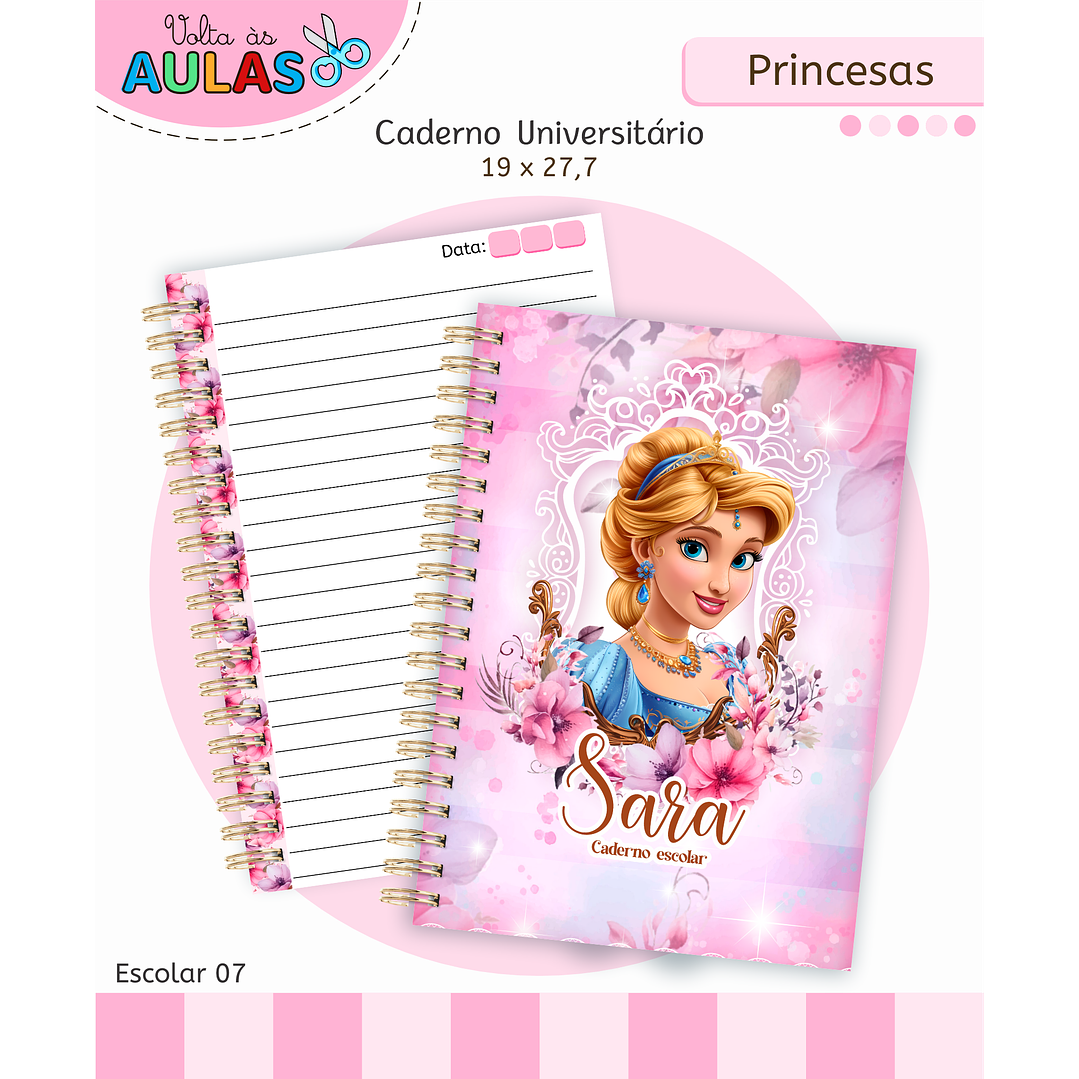 Kit Digital Encadernação Princesas – Volta às Aulas 8