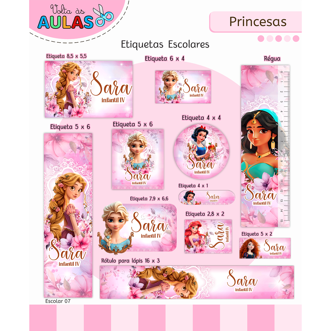 Kit Digital Encadernação Princesas – Volta às Aulas 11