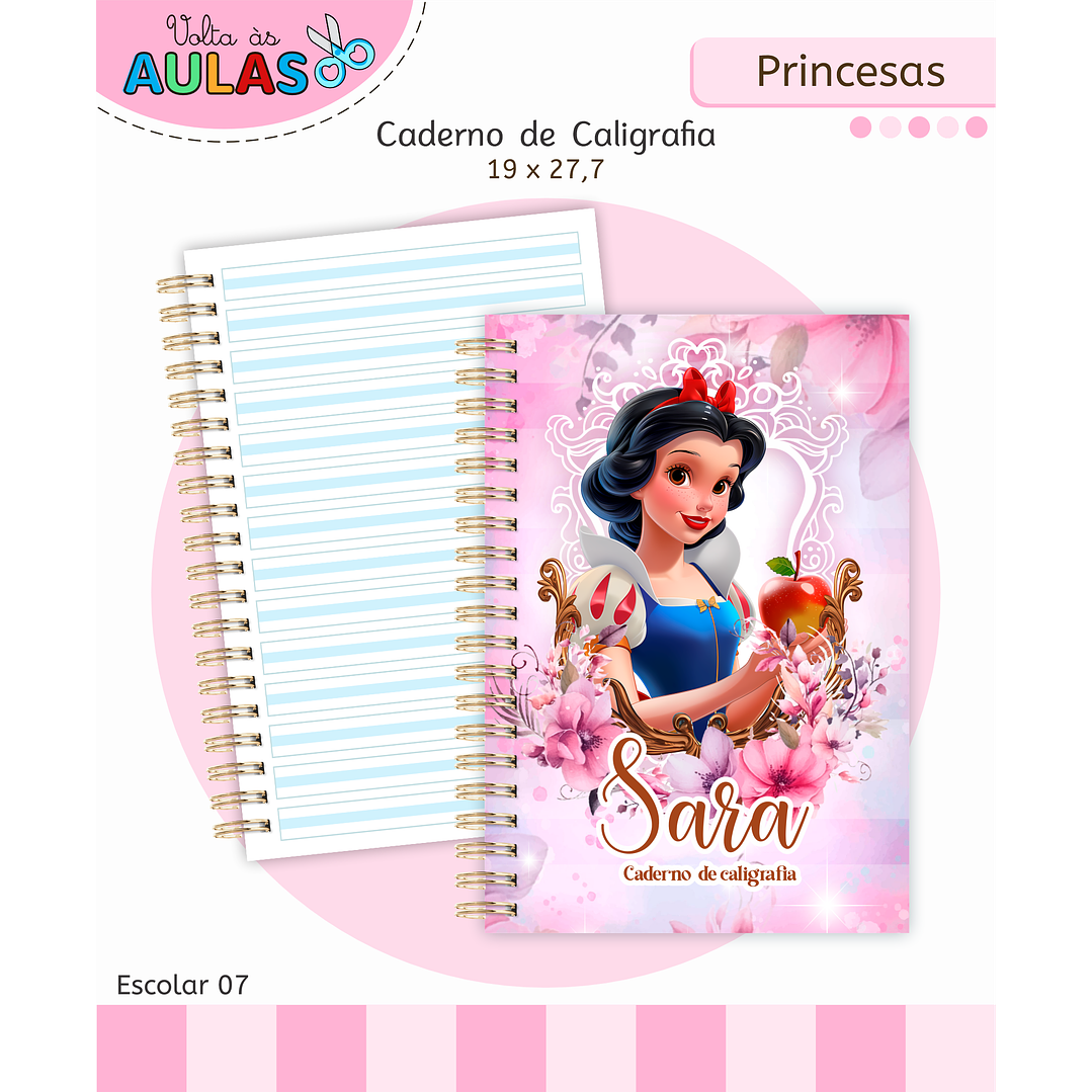 Kit Digital Encadernação Princesas – Volta às Aulas 12