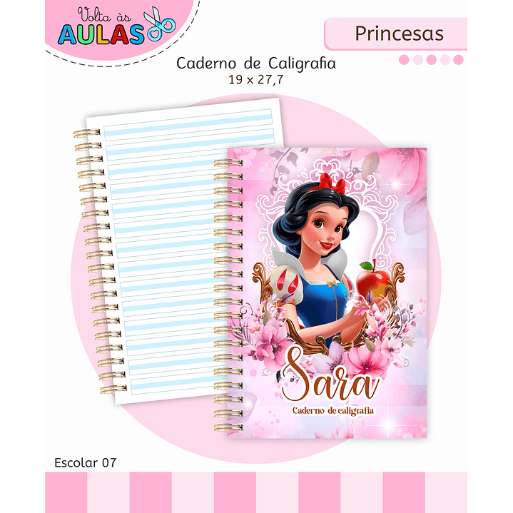 Kit Digital Encadernação Princesas – Volta às Aulas 12
