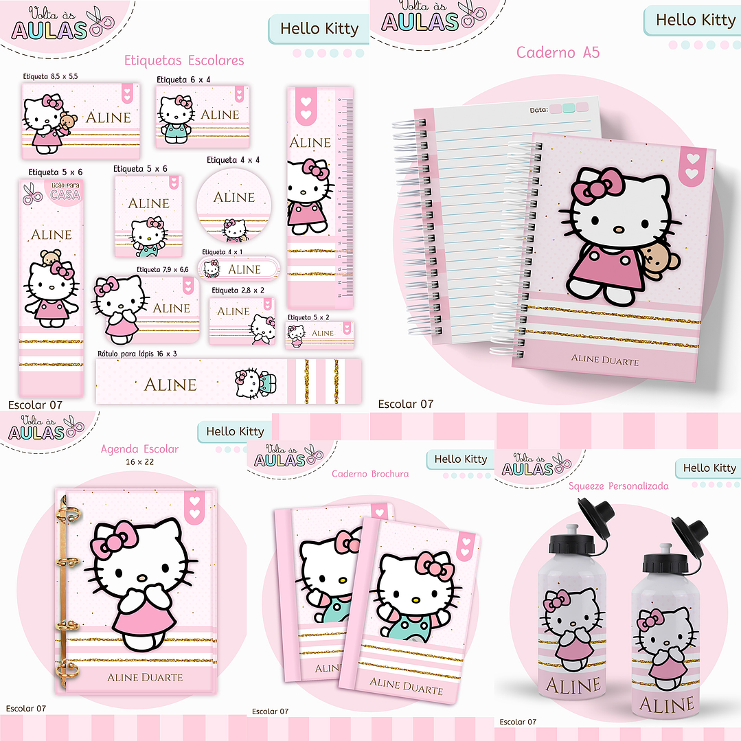 Kit Digital Encadernação Hello Kitty - Volta às Aulas 1