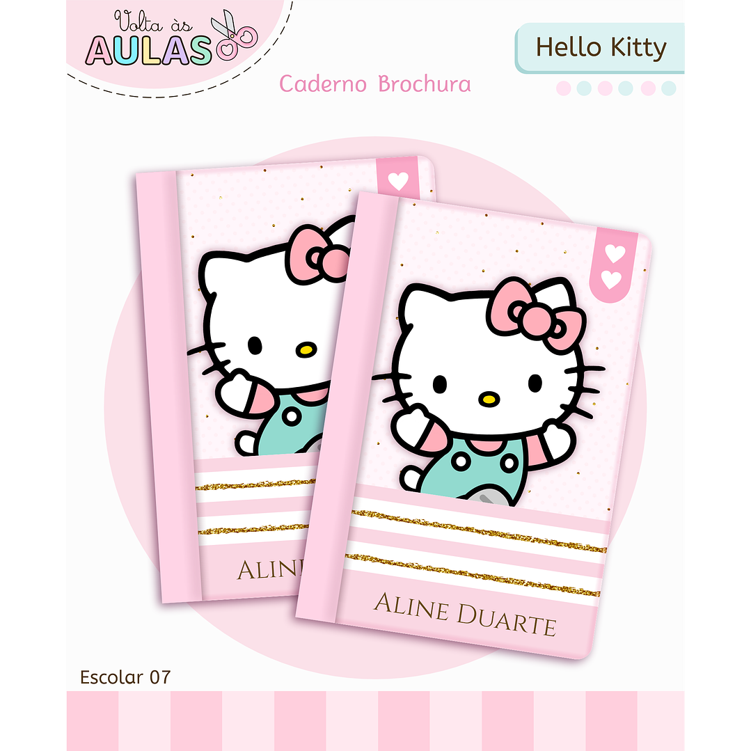Kit Digital Encadernação Hello Kitty - Volta às Aulas 2