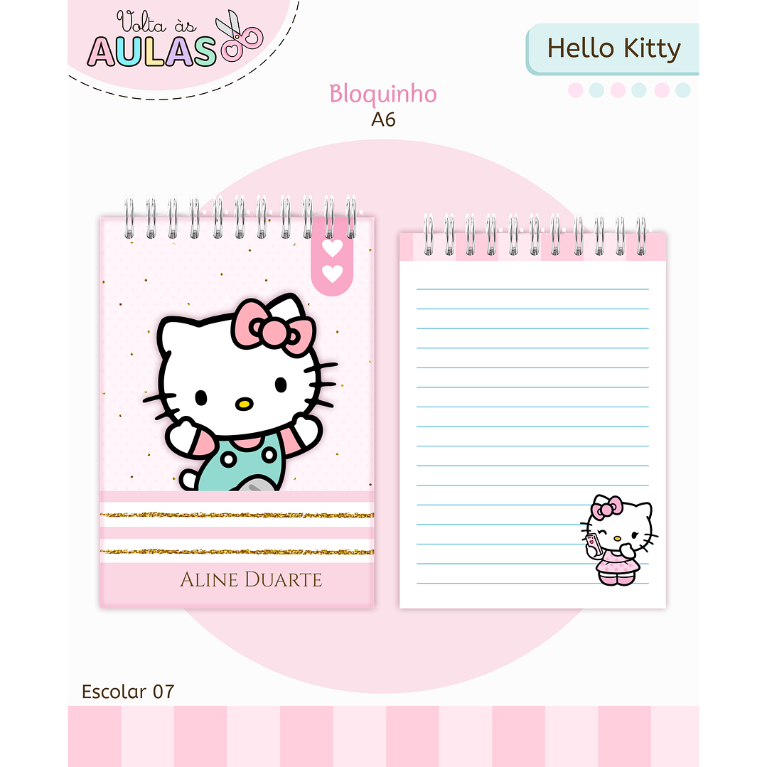 Kit Digital Encadernação Hello Kitty - Volta às Aulas 3