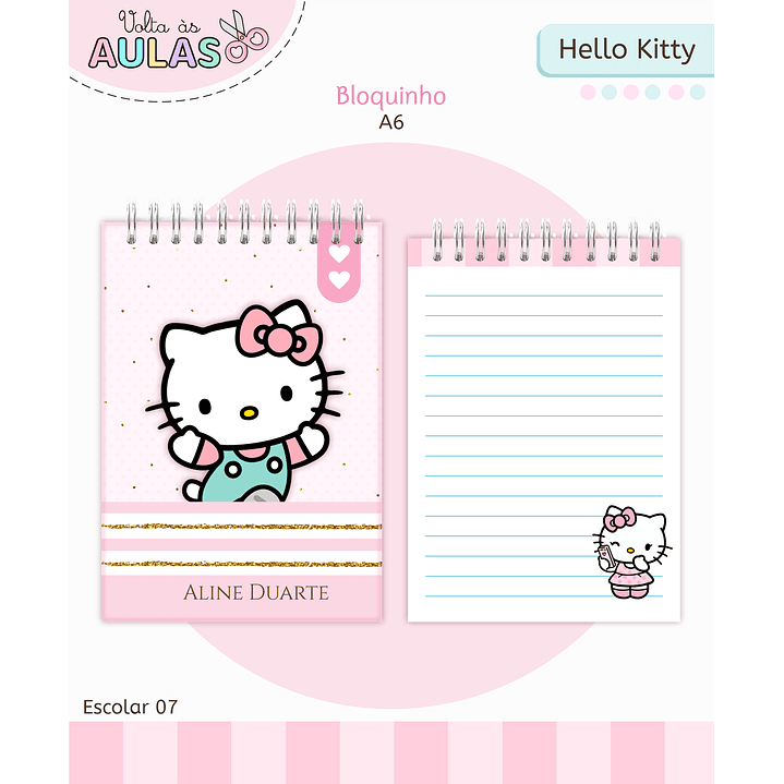 Kit Digital Encadernação Hello Kitty - Volta às Aulas 3