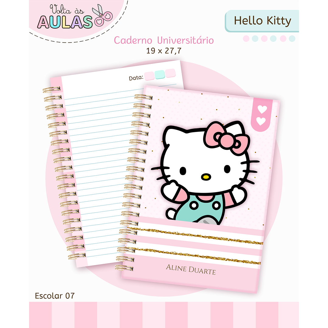 Kit Digital Encadernação Hello Kitty - Volta às Aulas 6
