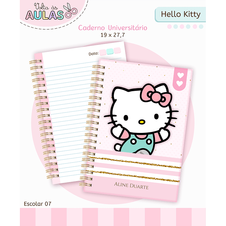 Kit Digital Encadernação Hello Kitty - Volta às Aulas 6