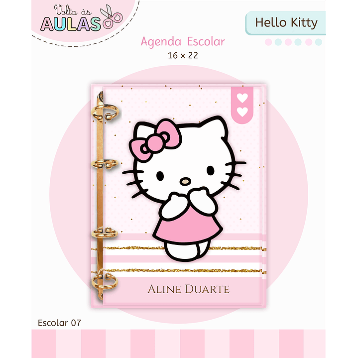 Kit Digital Encadernação Hello Kitty - Volta às Aulas 7