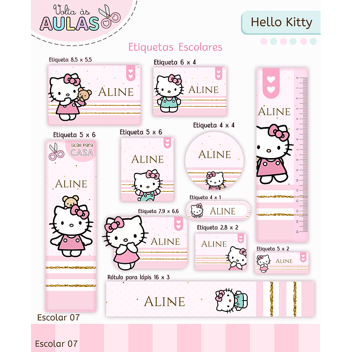 Kit Digital Encadernação Hello Kitty - Volta às Aulas 8