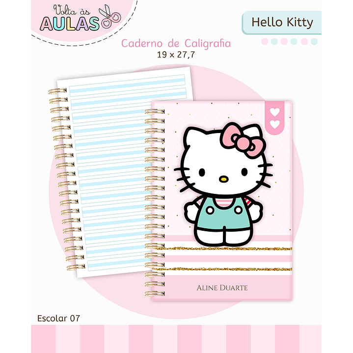 Kit Digital Encadernação Hello Kitty - Volta às Aulas 10