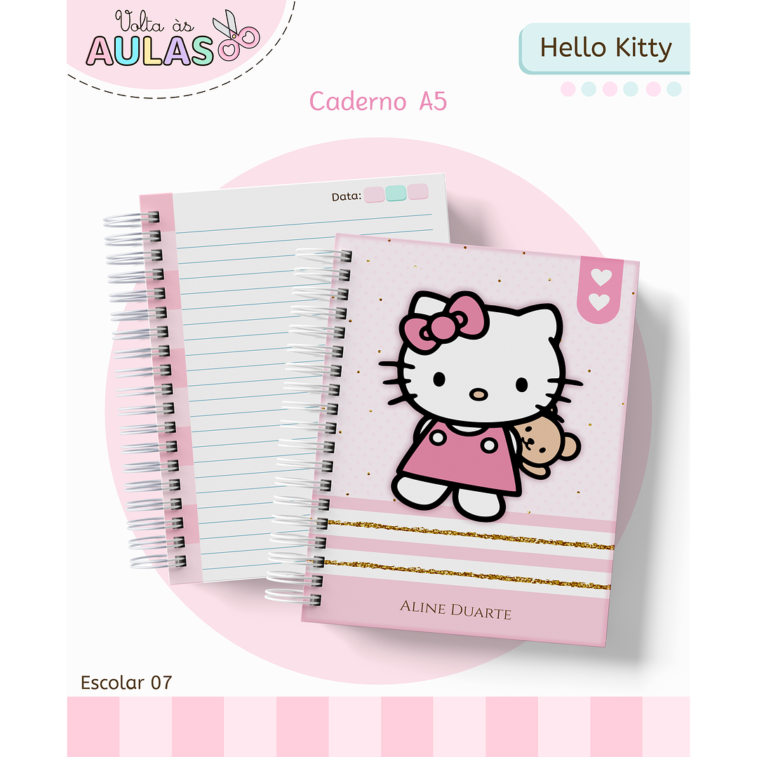 Kit Digital Encadernação Hello Kitty - Volta às Aulas 11