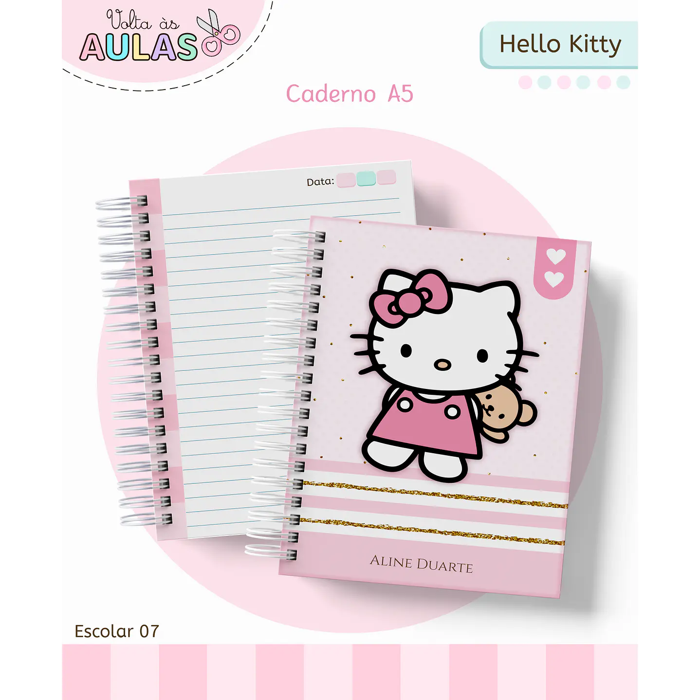 Kit Digital Encadernação Hello Kitty - Volta às Aulas 11