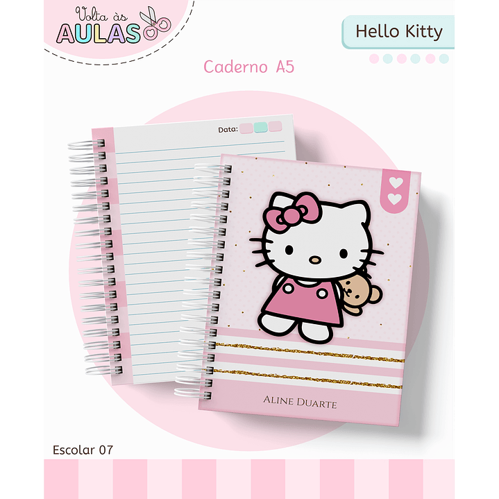 Kit Digital Encadernação Hello Kitty - Volta às Aulas 11