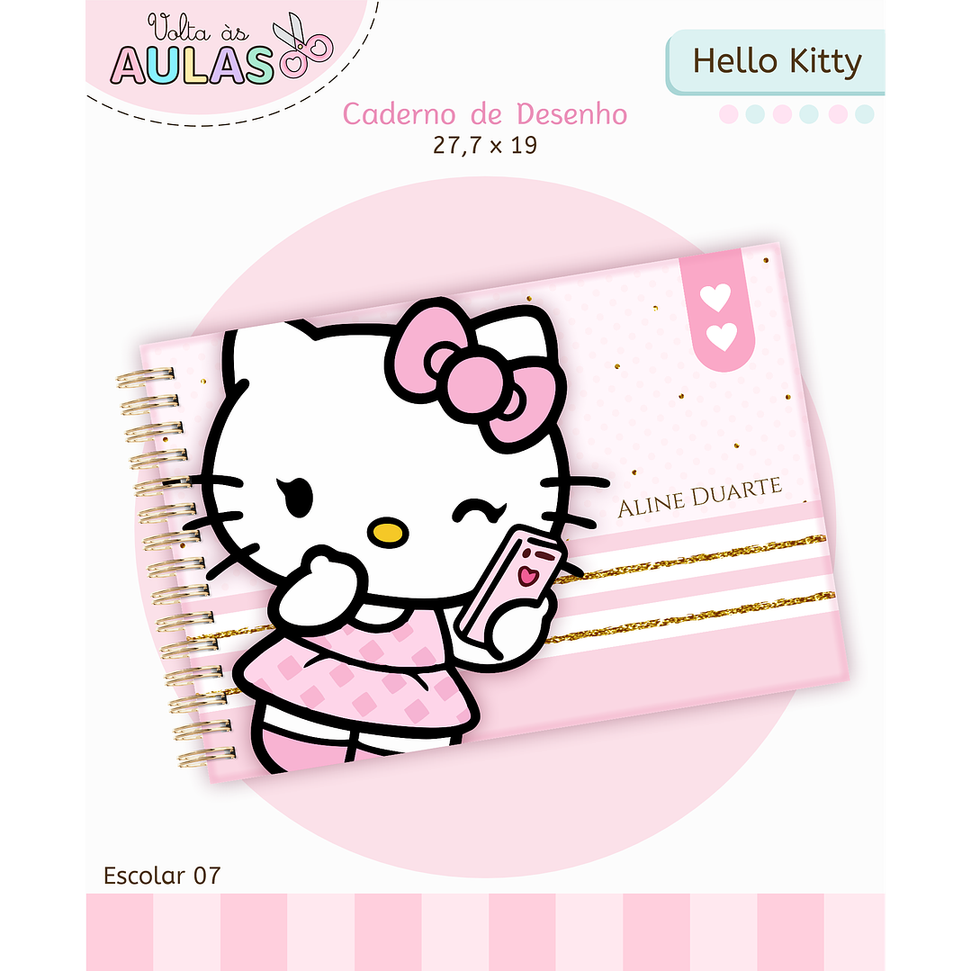 Kit Digital Encadernação Hello Kitty - Volta às Aulas 13
