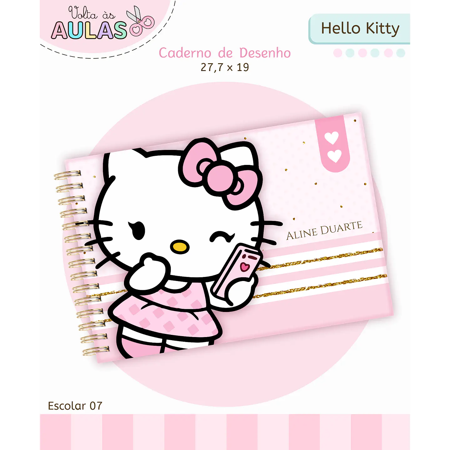 Kit Digital Encadernação Hello Kitty - Volta às Aulas 13