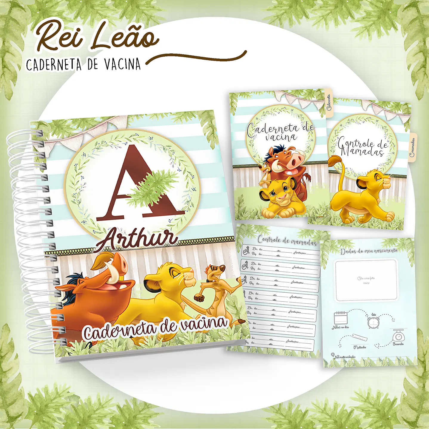 Kit Digital Caderneta e Livro do Bebê Rei Leão 1