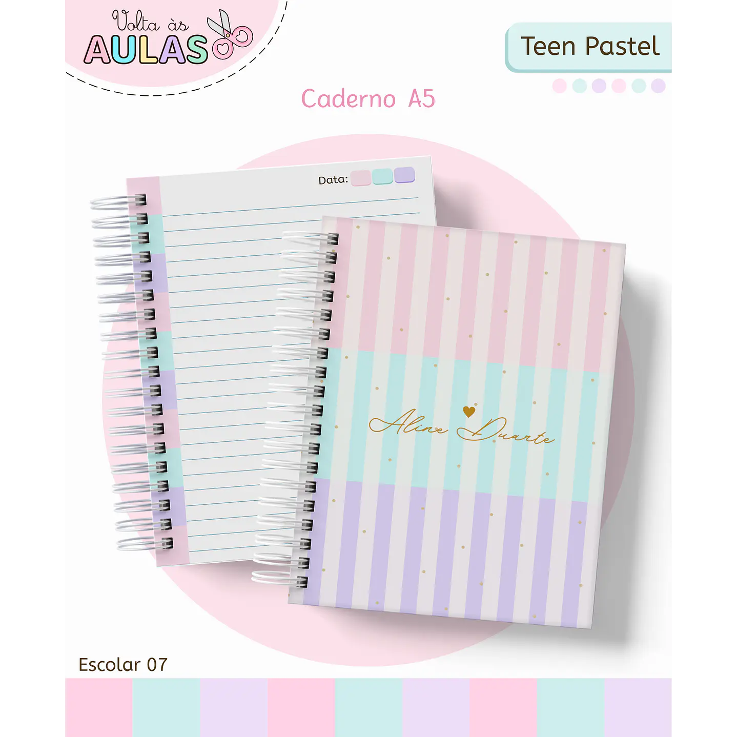 Kit Digital Encadernação Teen Pastel – Volta às Aulas 1