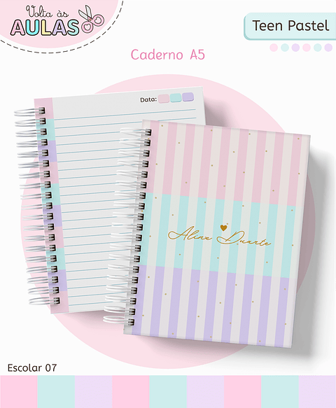 Kit Digital Encadernação Teen Pastel – Volta às Aulas