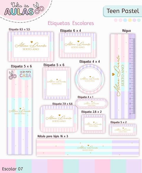 Kit Digital Encadernação Teen Pastel – Volta às Aulas
