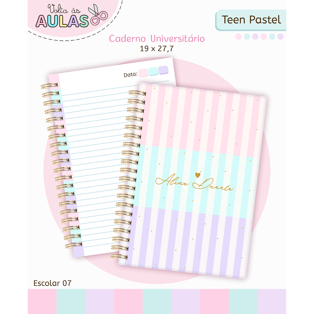 Kit Digital Encadernação Teen Pastel – Volta às Aulas 4