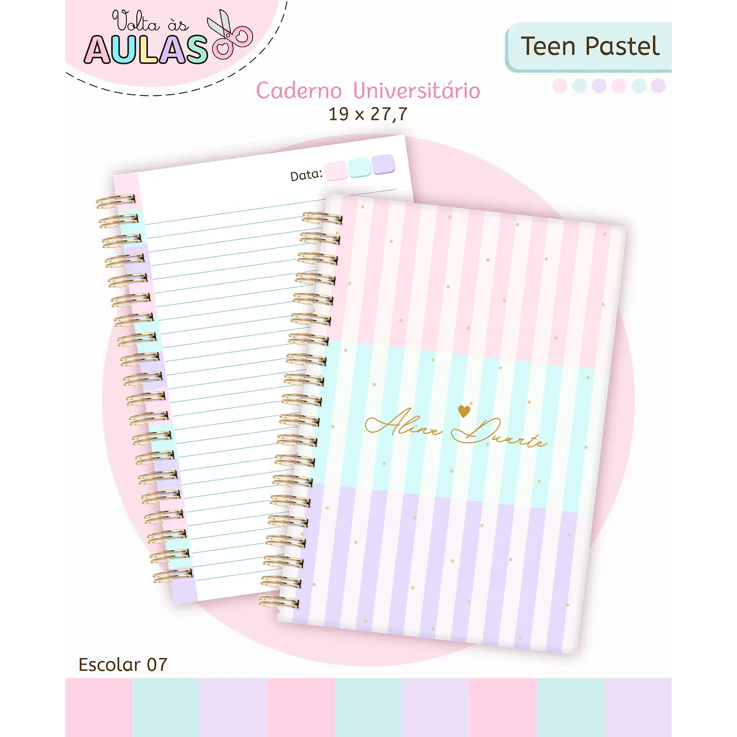 Kit Digital Encadernação Teen Pastel – Volta às Aulas 4
