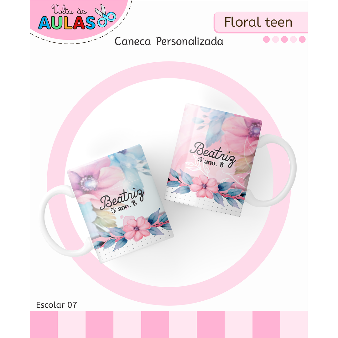 Kit Digital Encadernação Floral Menina - Volta às Aulas 2