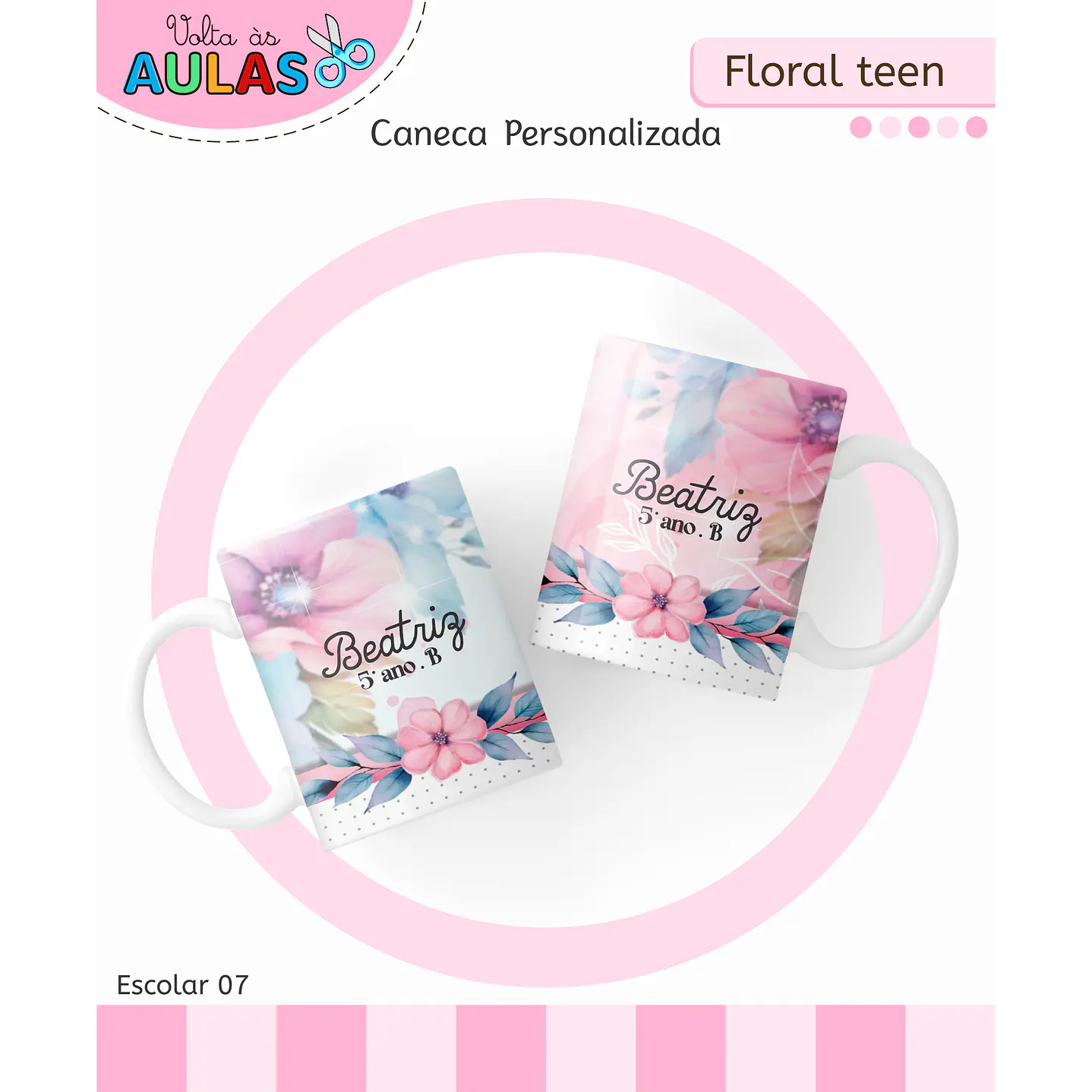 Kit Digital Encadernação Floral Menina - Volta às Aulas 2