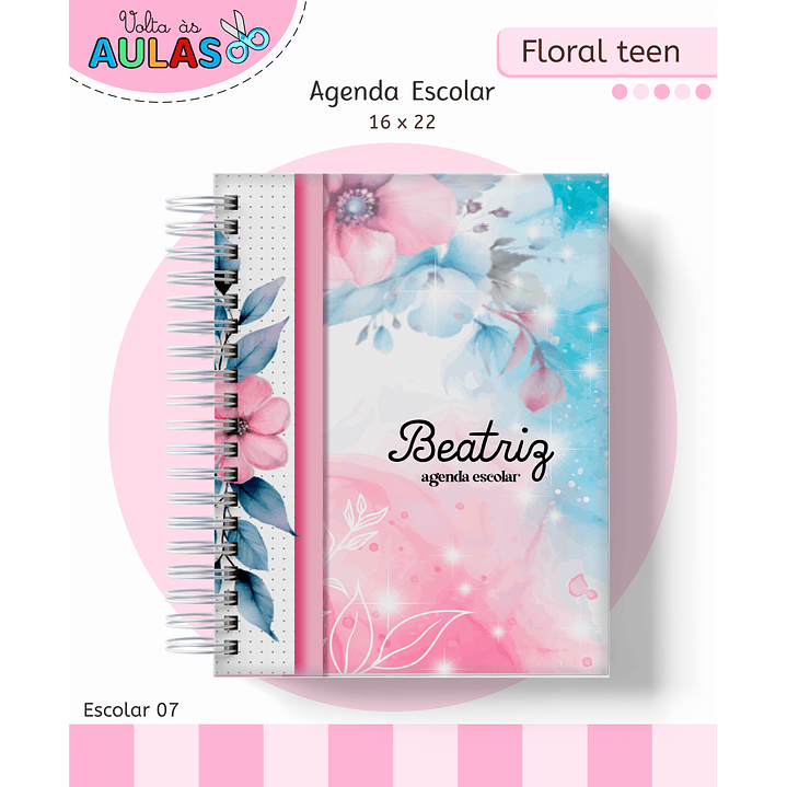 Kit Digital Encadernação Floral Menina - Volta às Aulas 9