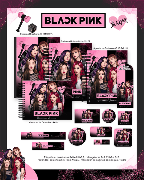 Kit Digital Encadernação Blackpink - Volta às Aulas Completo