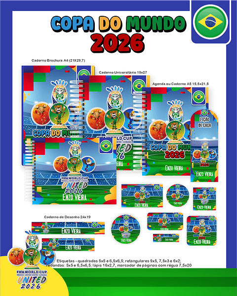 Encadernação Copa do Mundo 2026 - Volta às Aulas Completo