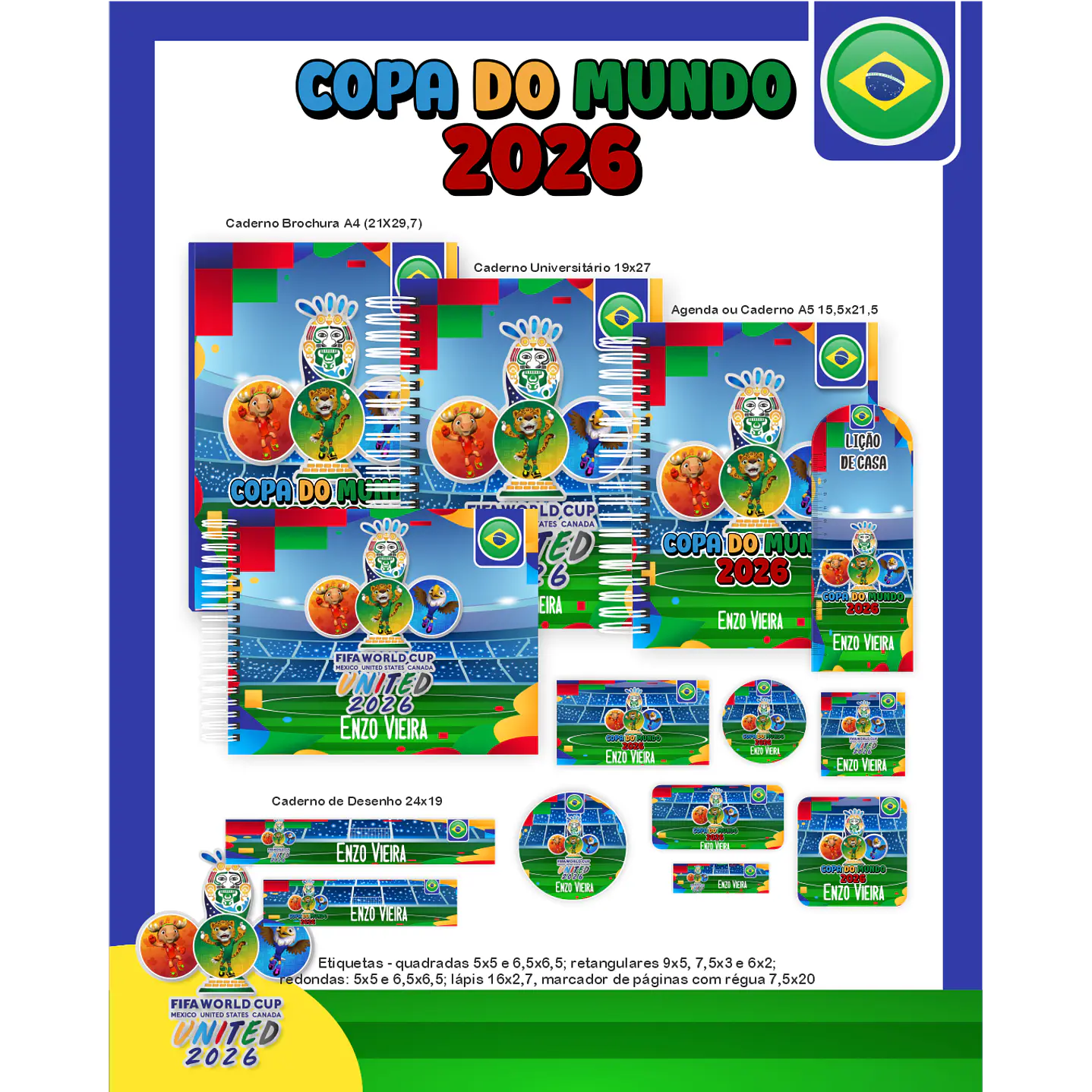 Encadernação Copa do Mundo 2026 - Volta às Aulas Completo 2