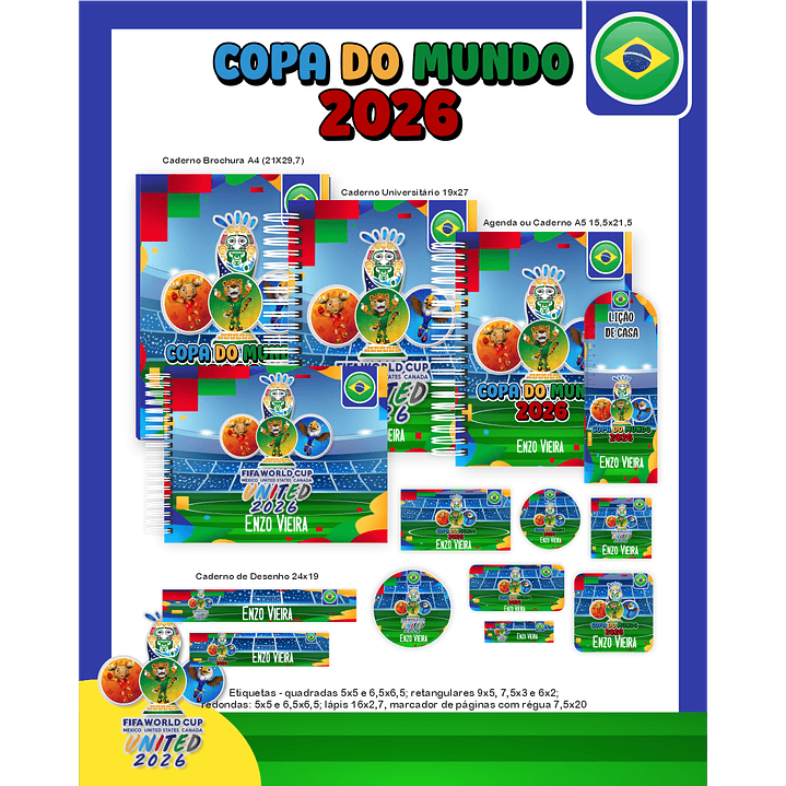 Encadernação Copa do Mundo 2026 - Volta às Aulas Completo 2