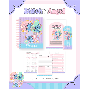 Kit Digital Encadernação Stitch e Angel - Volta às Aulas Completo