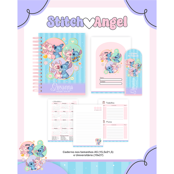 Kit Digital Encadernação Stitch e Angel - Volta às Aulas Completo 4