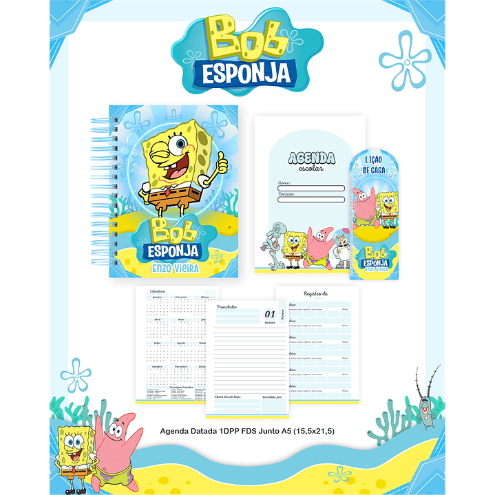 Kit Digital Encadernação Bob Esponja - Volta às Aulas Completo 3