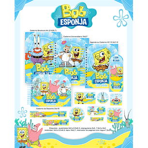 Kit Digital Encadernação Bob Esponja - Volta às Aulas Completo