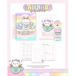 Kit Digital Encadernação Gatinhos - Volta às Aulas Completo