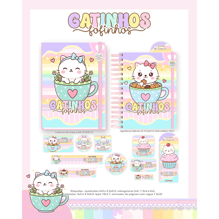 Kit Digital Encadernação Gatinhos - Volta às Aulas Completo 5